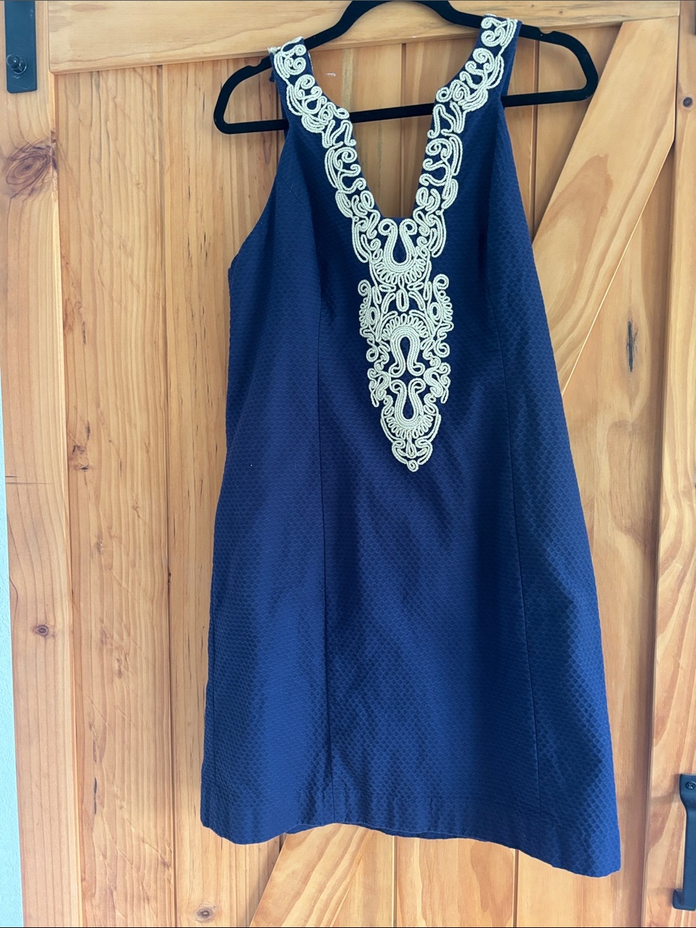 Lilly Pulitzer Navy Mini Dress with Ivory Embellished V-Plunge
